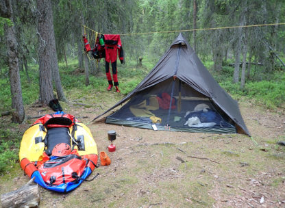 Packrafting expedition camp