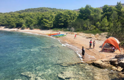 Wild camping on secluded greek beach